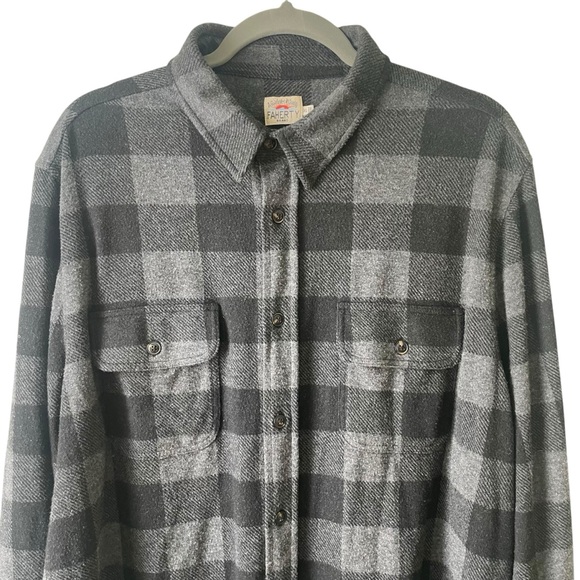 Faherty Legend Sweater Shirt in Charcoal Black Buffalo Plaid Size XL - Picture 3 of 15